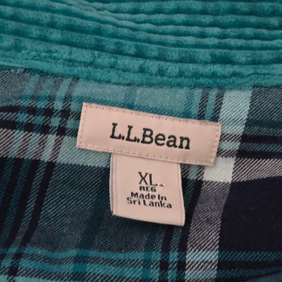 L.L.Bean Corduroy Shacket Jacket Flannel Teal Sz XL Coastal Grandma FallLayers - Picture 6 of 10